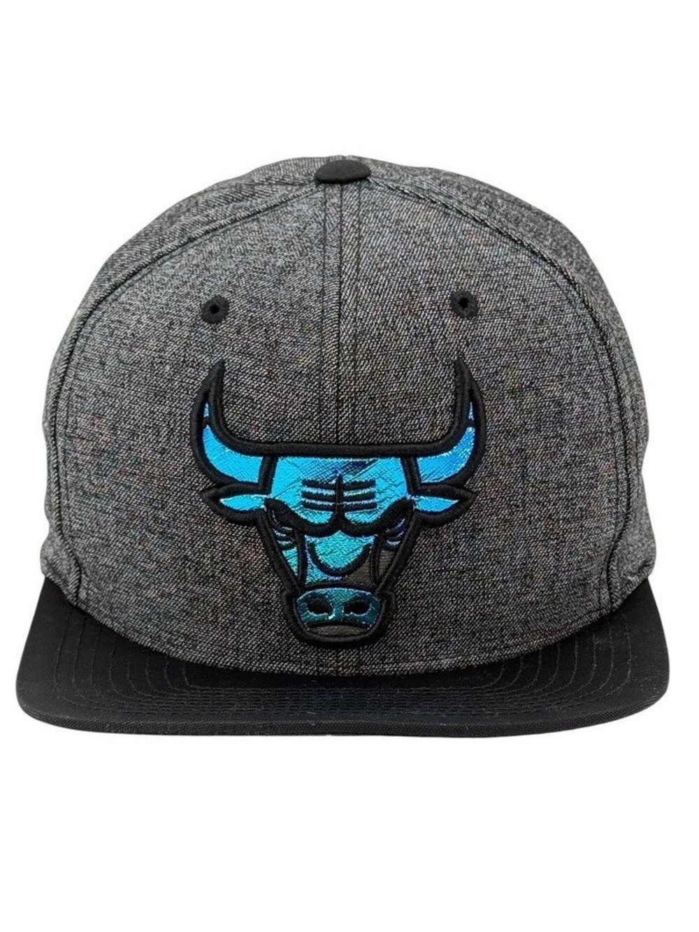 Mitchell & Ness Chicago Bulls Snapback Hat Gray Black Reflective Logo Unisex